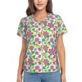 thumbnail image 1 of Xecao Vector Mexican Otomi Style Bright for Women's V-Neck T-Shirts-Elegant Half-Sleeve Tops Perfect for Summer-Small, 1 of 5