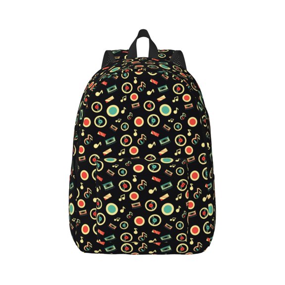 Xecao Vector Retro Music for Canvas College Laptop Backpack, Durable Rucksack Travel Notebook Bag School Backpack Book Bag for Men Women