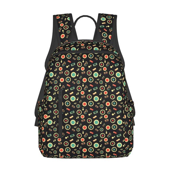 Xecao Vector Retro Music print Backpack For women men Aesthetic Lightweight Travel Daypack Simple Cute Backpack For Bookbag