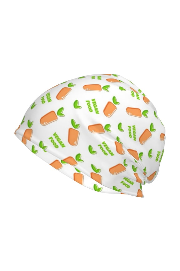 Vegan Fruit Carrot Print Knit Hat,Winter Beanie for Men Women, Beanie Soft Warm Ski Stocking Cuffed Cap