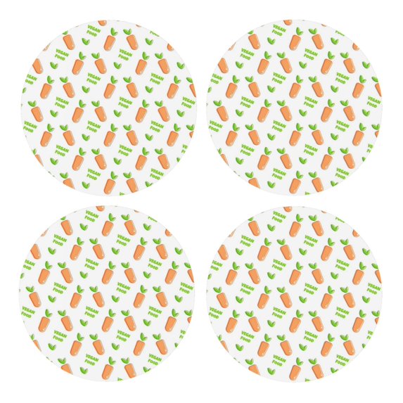 Xecao Vegan Fruit Carrot for MDF Cork Coaster 4 Pcs,Drink Coasters,Suit for House Warming Gifts New Home ,Coffee Table Decor-Round Shape