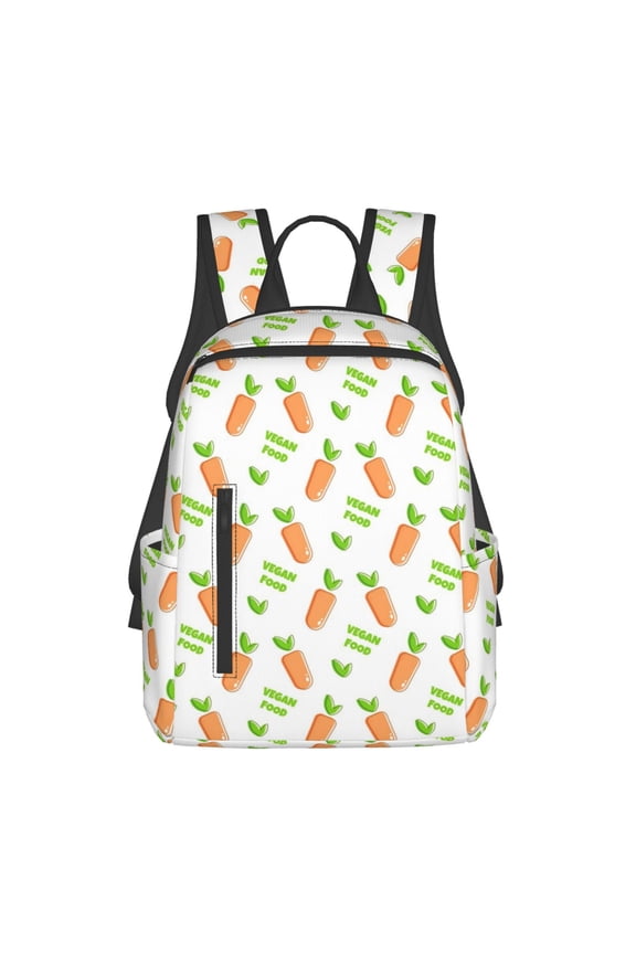 Vegan Fruit Carrot print Backpack For women men Aesthetic Lightweight Travel Daypack Simple Cute Backpack For Bookbag