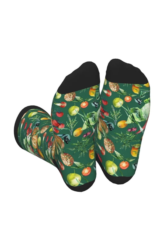 Vegan Print Crew Socks for Men and Women, Men's Soft Moisture-wicking Sock