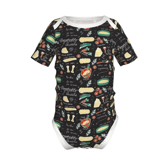 Xecao Vegetable Quiche Pattern Baby Climbing Bodysuit Short Sleeve Onesie Unisex 0-12 Months Baby Shirt Newborn Outfits Crotch snap design-18 Months
