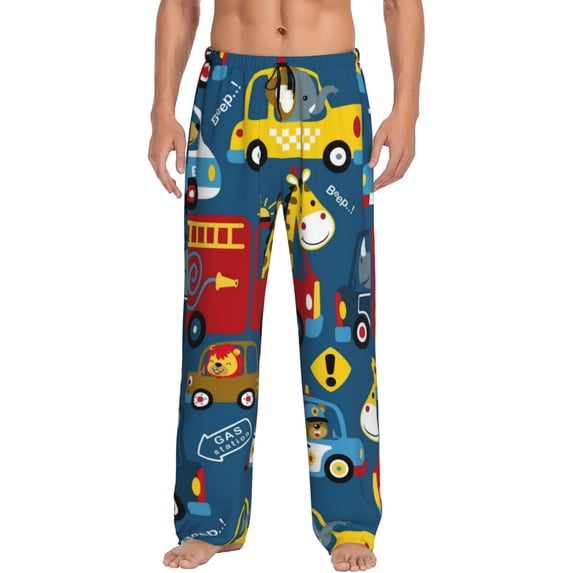 Xecao Vehicles Cartoon with Funny Drivers Men's Straight Lounge Pajama Pants: The Ultimate in Comfortable Sleepwear