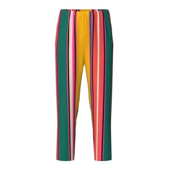 Xecao Vertical Stripes Print Teenagers' Pajama Pants Long Sleep Pants Soft Elastic Waist Pajama Bottoms Elastic waist with 2 Pockets 5-16 Years-Large