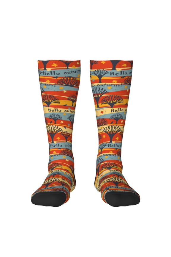 Vibrant Autumn Forest Hues Print Compression Socks for Both Men And Women for Running, Travel, Flight, Nurse