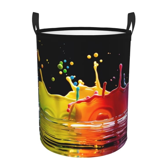 Xecao Vibrant Color Splash Print Laundry Basket,Laundry Hamper Designed for Storage Dirty Clothes Hamper,Collapsible Laundry Baskets-Small