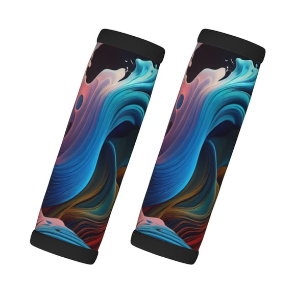 Xecao Vibrant Fluid Motion Art Print 2 Pack Luggage Handles Wrap Grips Identifiers Bright Luggage Markers, Unique Travel Essentials,Bright Luggage Markers