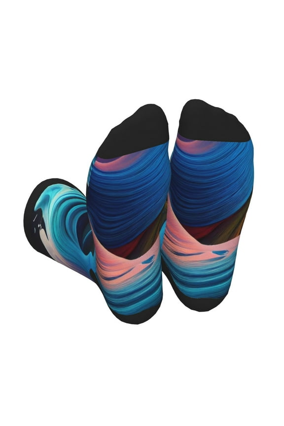 Vibrant Fluid Motion Art Print Crew Socks for Men and Women, Men's Soft Moisture-wicking Sock
