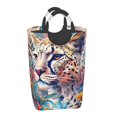 thumbnail image 1 of Xecao Vibrant Leopard In Flowers for Laundry Basket,Collapsible Large Laundry Hamper,Wash Bag for Laundry Room, Rolling Laundry Basket with Handles, 1 of 5