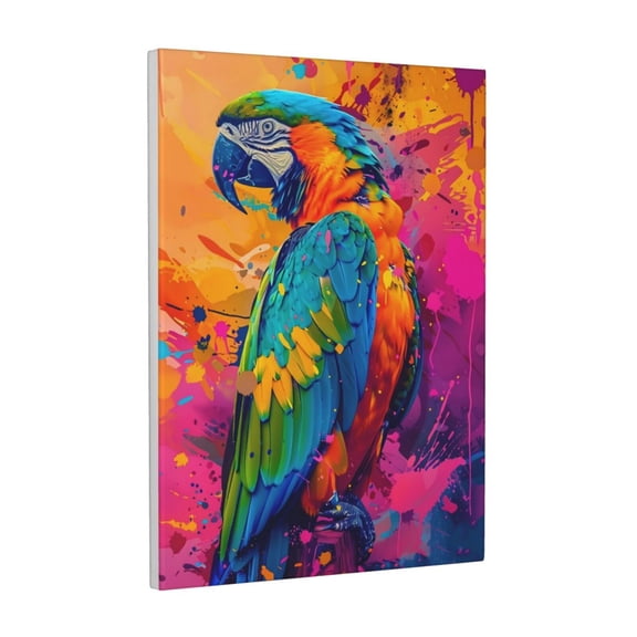 Xecao Vibrant Parrot Splash Art for Ready-to-Hang Canvas Art 12x16 Inches - Waterproof HD Print Solid Wood Frame for Gifting,Vertical