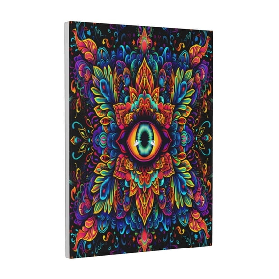 Xecao Vibrant Psychedelic Eye for Ready-to-Hang Canvas Art 12x16 Inches - Waterproof HD Print Solid Wood Frame for Gifting,Vertical