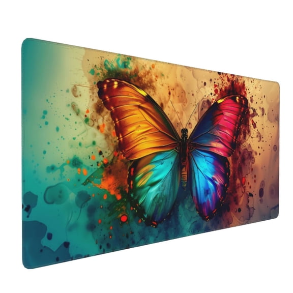 Xecao Vibrant Rainbow Butterfly A Print Large Mouse Pad, 16x35.5in Mousepad, Professional Non-Slip Rubber Base Big Mouse Pad, Mouse Pad for Gaming & Office Full Desk Mouse Pad