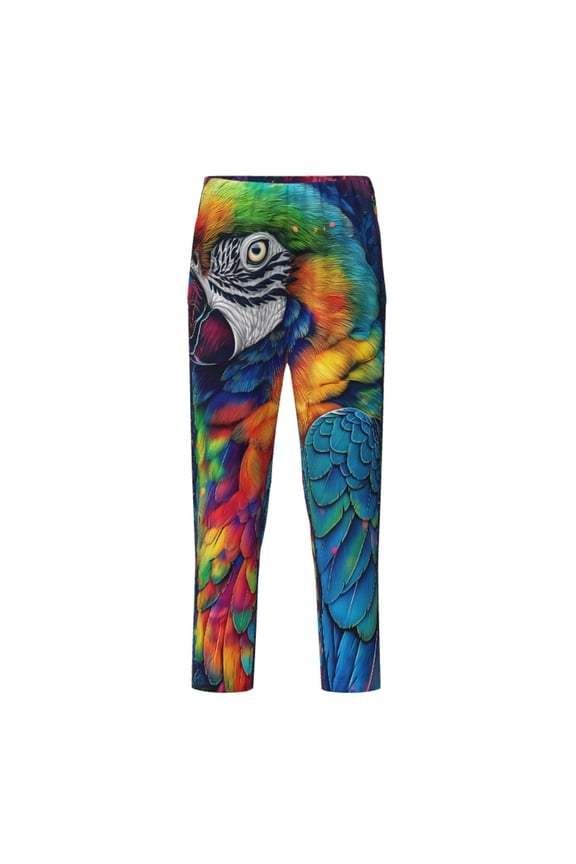Vibrant Rainbow Parrot Fantasy Print Teenagers' Pajama Pants Long Sleep Pants Soft Elastic Waist Pajama Bottoms Elastic waist with 2 Pockets 5-16 Years-Small
