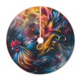 thumbnail image 1 of Xecao Vibrant Rooster Painting Pattern Christmas Tree Skirt Round Xmas Tree Mat Base Cover for Holiday Home Decorations-30", 1 of 6
