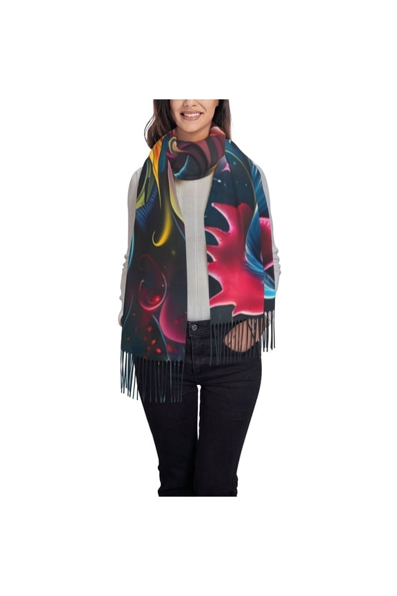 Vibrant Rooster Painting Pattern Womens Winter Scarf Fall Scarf Oversized Large Scarf for Women Warm Shawl Wrap