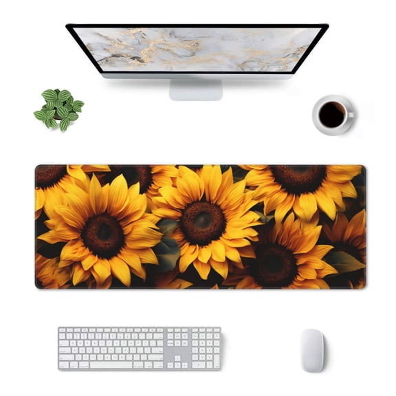 Xecao Vibrant Sunflower Blooms for Mouse Pad - Waterproof Extended Contour Mouse Mat, Large Gaming Mousepad Laptop Keyboard Mat with Non-Slip Rubber Base
