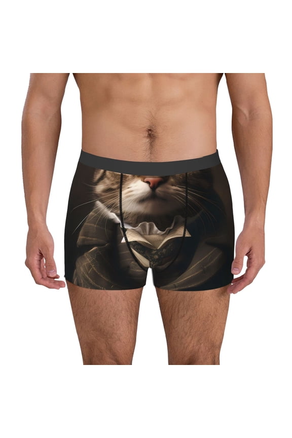 Victorian Gentle Cat Print Men's Underwear Boxer Briefs,Breathable Choice for Men's Underwear-Medium