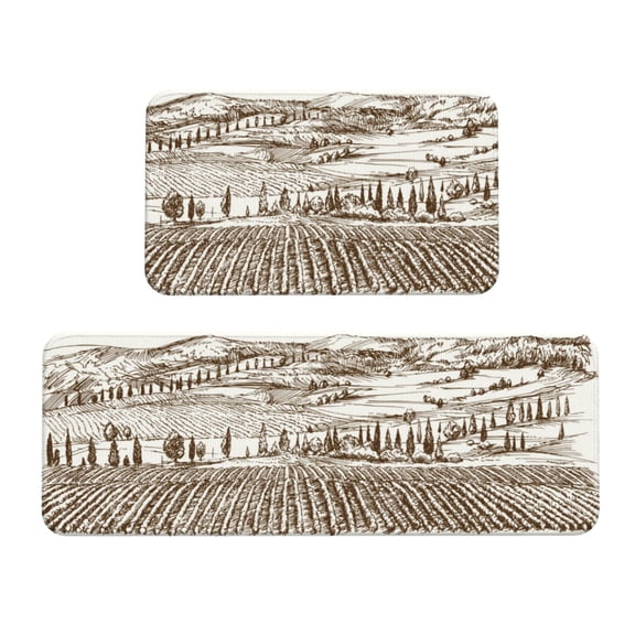 Xecao Vineyard Landscape 1 Patten Kitchen Rugs and Mats Sets,2 Pieces Non-Slip Washable Rugs, Kitchen Mat for Floor,Suit for Kitchen Decor and Accessories