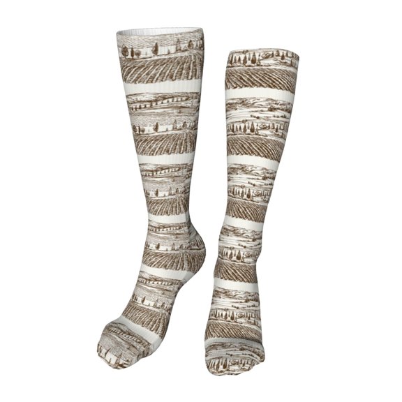 Xecao Vineyard Landscape 1 Print Calf Socks Seamless Toe, Knee High Long Socks, Sports Socks Trouser Socks for Women and Men-One Size