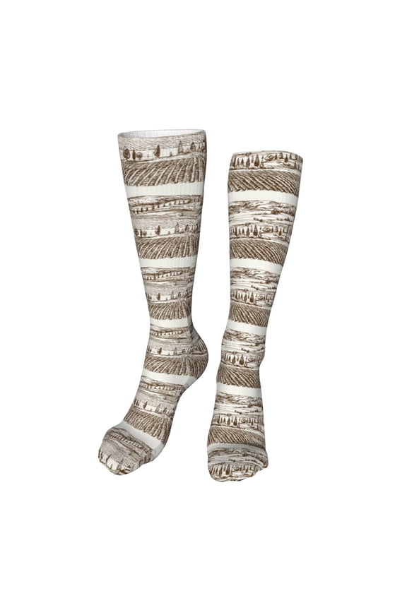 Vineyard Landscape 1 Print Calf Socks Seamless Toe, Knee High Long Socks, Sports Socks Trouser Socks for Women and Men-One Size