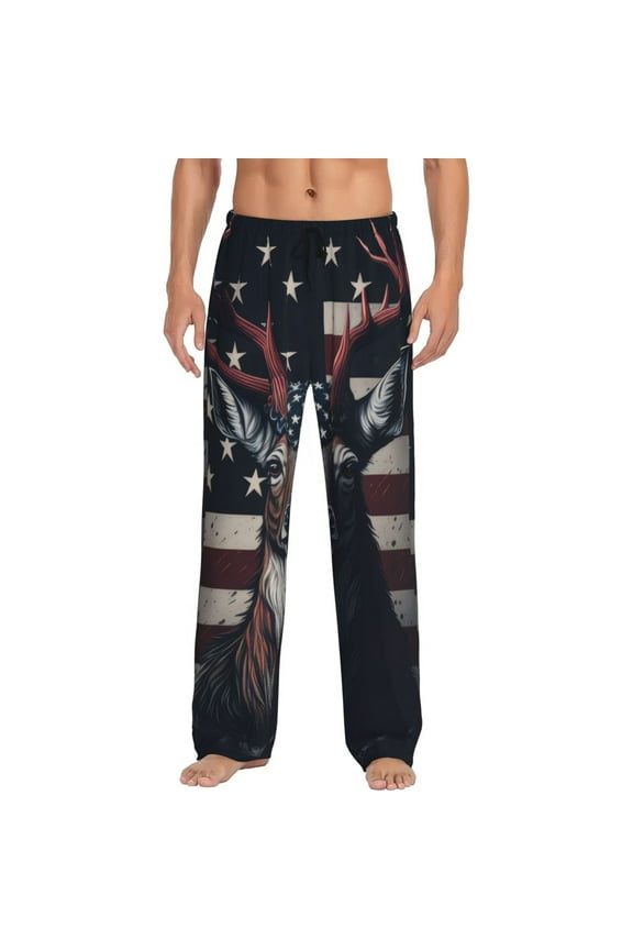 Vintage American Deer Print Men's Straight Lounge Pajama Pants - The Ultimate in Comfortable Sleepwear-