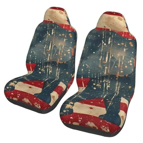 Xecao Vintage American Flag Elephant Print Car Seat Cover in That Fits Most Cars, Vans, SUVs, and Trucks.