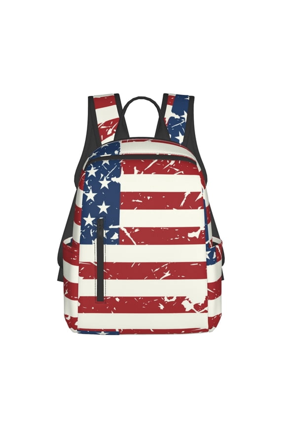 Vintage American Flag print Backpack For women men Aesthetic Lightweight Travel Daypack Simple Cute Backpack For Bookbag