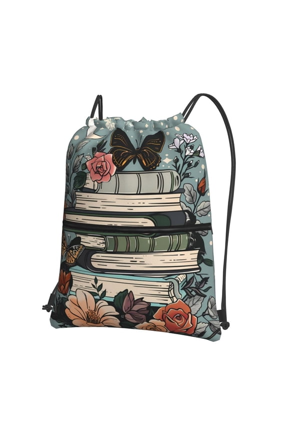 Vintage Art Butterfly Flower for Drawstring Bags,Pull String Backpack Bags,String Bag Sackpack