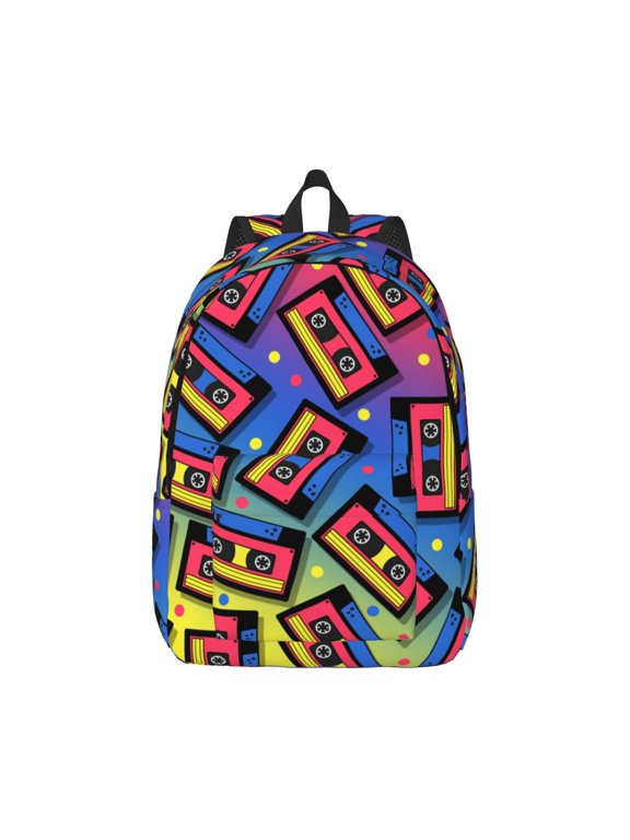 Vintage Audio Cassettes for Canvas College Laptop Backpack, Durable Rucksack Travel Notebook Bag School Backpack Book Bag for Men Women