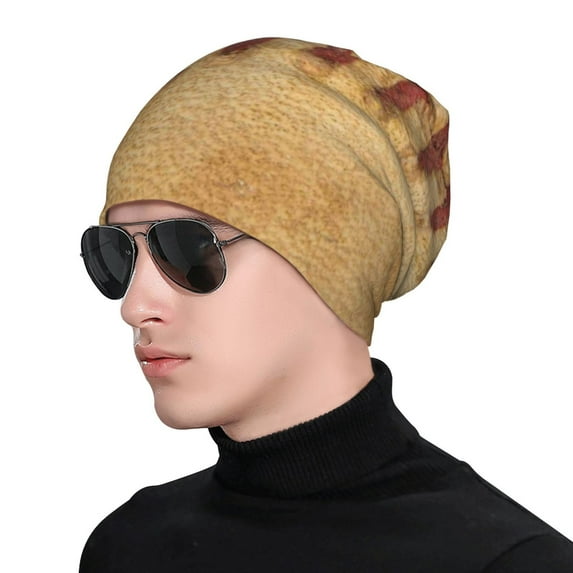 Xecao Vintage Baseball Print Beanie Knitted Hat for Men Women, Winter Fashion Knit Cuffed Caps Unisex