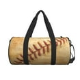 thumbnail image 1 of Xecao Vintage Baseball print Round Travel Duffel Bag is a foldable gym bag with an inner pocket, perfect for travel sports, 1 of 8