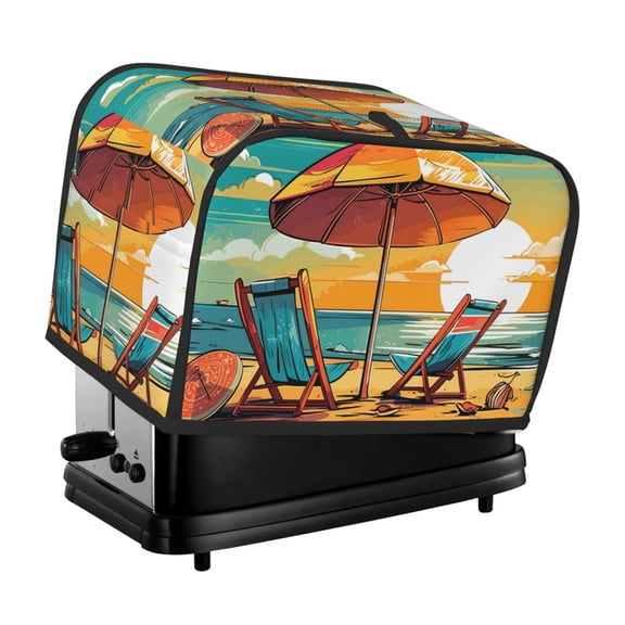 Xecao Vintage Beach Sunset Print 2 Slice Toaster Cover with Pockets, Small Appliance Cover, Dust and Fingerprint Protection, Machine Washable