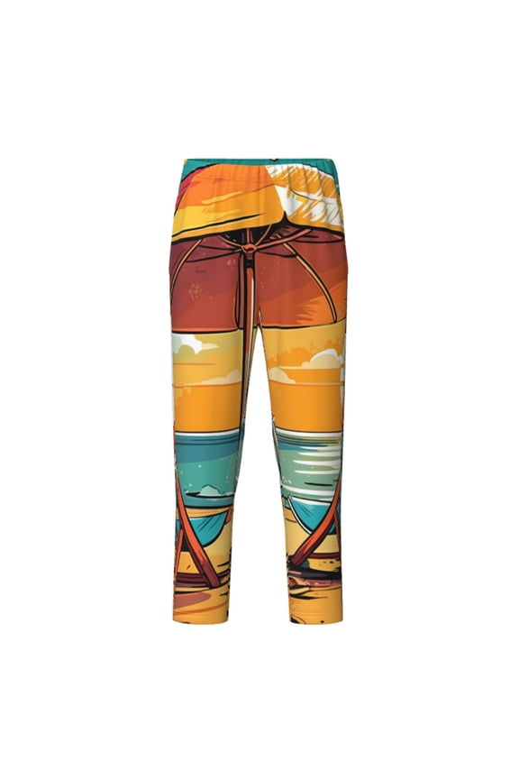 Vintage Beach Sunset Print Teenagers' Pajama Pants Long Sleep Pants Soft Elastic Waist Pajama Bottoms Elastic waist with 2 Pockets 5-16 Years-XS(5-6)