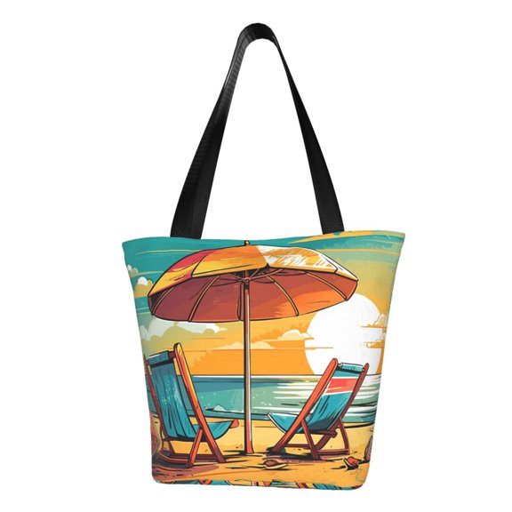 Xecao Vintage Beach Sunset for Tote Bag for Women -Tote Shoulder Bag with A Little Pocket Inside, Perfect for Travel and Work.