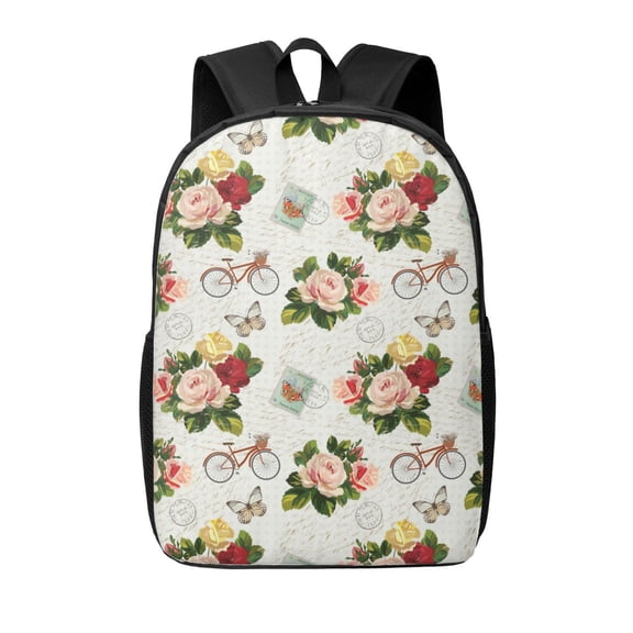 Xecao Vintage Bike Flower Butterfly print Travel Backpack, Large Computer Backpack for Men Women, College School Rucksack Book Bag