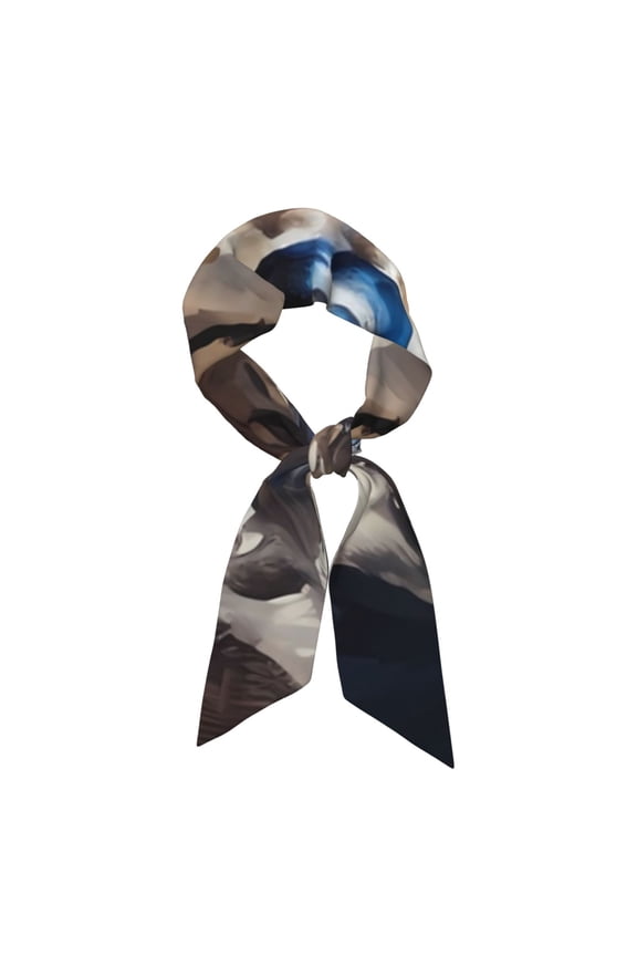 Vintage Blue Floral Wolf Pattern Large Satin Head Scarf - Satin Hair Scarves Silk Bandana Scarf Headscarf Silk Feeling Scarf for Women