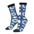 thumbnail image 1 of Xecao Vintage Blue Pattern Sport Socks for Women and Men Crew Socks Sporty Calf Socks Casual Socks, 1 of 6