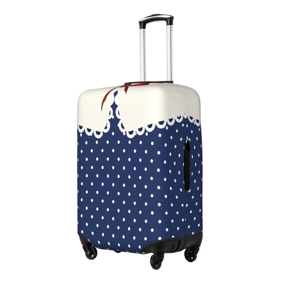 Xecao Vintage Blue Polka-dot Elastic Luggage Cover, with double-sided print , is perfect for travel, business, and daily use-Small