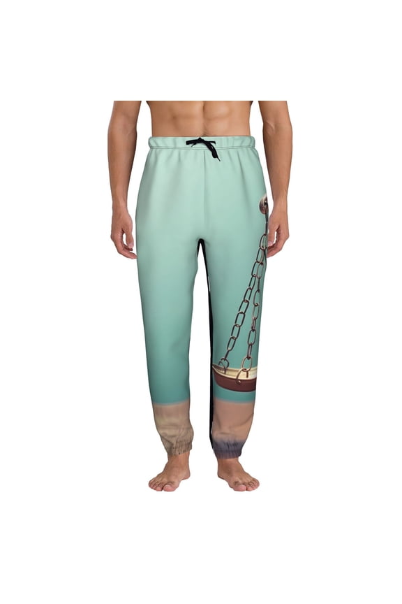 Vintage Brass Balance Scale Print Active Tech Joggers for Men, Mens Sweatpants Lounge Pants with Pockets-Small