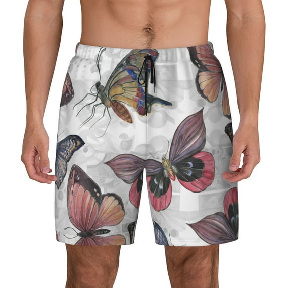 Xecao Vintage Butterflies for Men's Swimming Trunks Swim Trunks Quick Dry Swim Shorts with Mesh Lining Funny Swimwear Bathing Suits