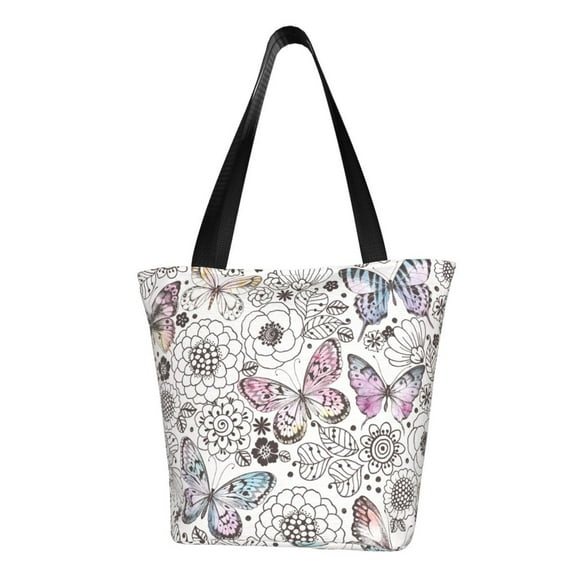 Xecao Vintage Butterflies for Tote Bag for Women -Tote Shoulder Bag with A Little Pocket Inside, Perfect for Travel and Work.