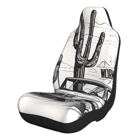 Xecao Vintage Cactus Pickup for Automotive Seat Covers for Cars Trucks and SUVs – Gray Car Seat Covers for Front Seats, Truck Seat Protectors-1