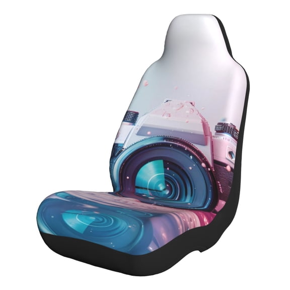 Xecao Vintage Camera Splash Art for Automotive Seat Covers for Cars Trucks and SUVs – Gray Car Seat Covers for Front Seats, Truck Seat Protectors-2 PCS