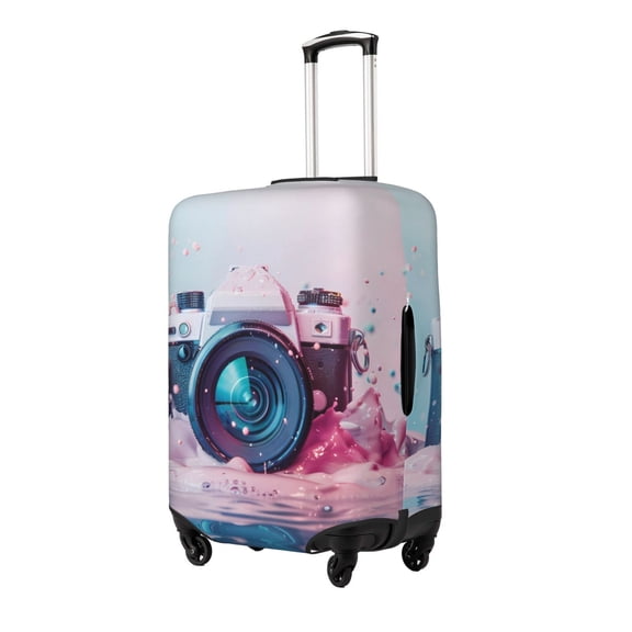 Xecao Vintage Camera Splash Art Print Elastic Luggage Cover, Double-sided Print , Perfect for Travel, Business, and Daily Use (Suitcase Not Included)-