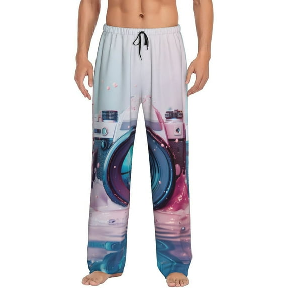 Xecao Vintage Camera Splash Art Print Men's Straight Lounge Pajama Pants - The Ultimate in Comfortable Sleepwear-Small