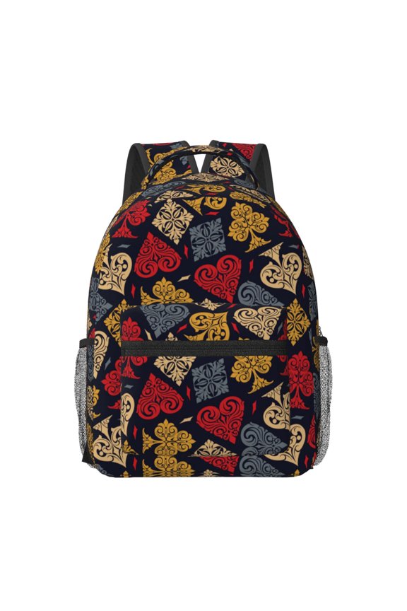 Vintage Card Print Casual Backpack: A Computer Backpack Ideal for Men and Women, Perfect for College, School, or Daily Travels-One Size