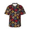 thumbnail image 1 of Xecao Vintage Card Print Hawaiian shirt - A Stylish Short-Sleeve Button-Down for Men, Perfect for Casual Beach and Tropical Outings.,Large, 1 of 7