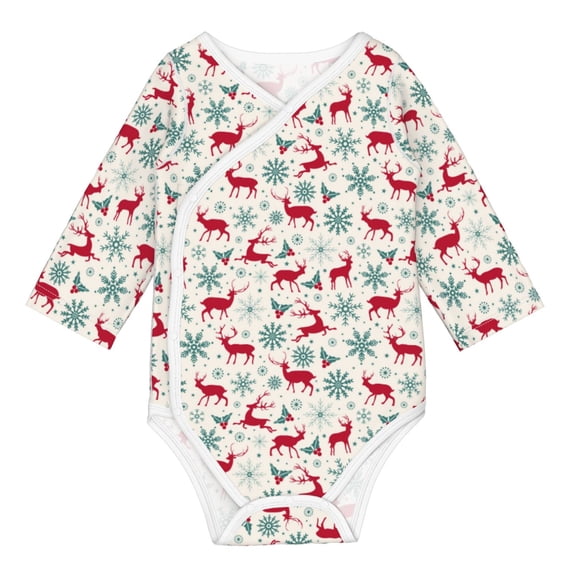Xecao Vintage Christmas Reindeer Print Baby unisex-baby Cotton Long-sleeve Bodysuits-12 Months